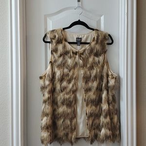 Chicos Travelers Collection Faux Fur Ombre Vest